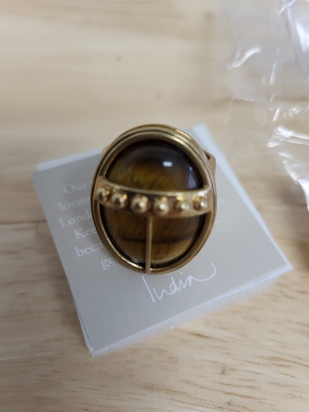 India Hicks Lucky Beetle Ring, M/L GOLD NIB Retired Item HTF